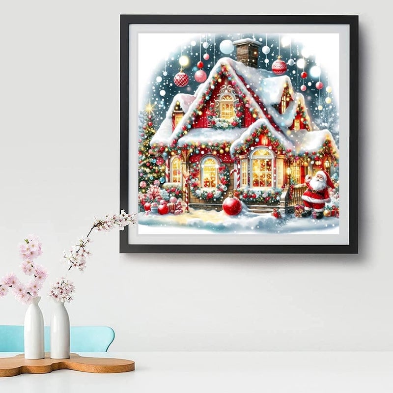 VIGEGU Christmas House Paint by Numbers Kit for Adults with Framed,Paint by Number DIY Acrylic Adult Paint by Number Kits for Wall Decor 10x10in - Image 2